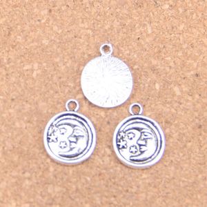 Urok 72PCS Circle Moon Star 19x15 mm Antique wisenanty vintage tybetańskie srebrne biżuteria DIY na naszyjnik bransoletki