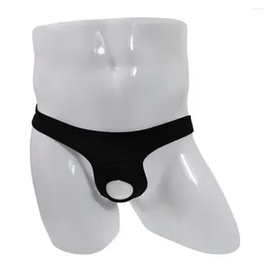 Mutande Intimo da uomo in seta trasparente di ghiaccio Scava fuori Perizoma perizoma Lingerie erotica Custodia aperta Slip con foro anteriore