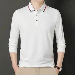 Polos masculinos negócios boutique suéter de lã quente mangas compridas polo pulôver top cor sólida malhas camiseta casual