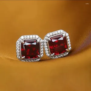 Stud Earrings CAOSHI Charming Bright Red Zirconia Lady Fashion Wedding Ceremony Jewelry Graceful Temperament Female Chic Accessories