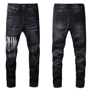 Purple Jeans Mens Jeans Designer Jeans Fashion Distressed Ripped Bikers Womens Denim Cargo For Men Black Pants Broken Hole Jean R6