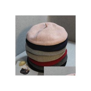 Береты 7 цветов, женские береты, зимняя теплая шапочка, вязаная шапка в японском стиле, однотонные шапки, эластичные плоские стильные уличные шапки в стиле трилби D Dhs9C