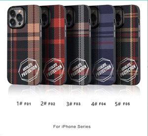 新しい到着アラミッドシリーズ織り両面フィルムコーティングショックプルーフ磁気電話ケースiPhone 12 13 14 15 Pro Max Plus Case with Oppバッグ