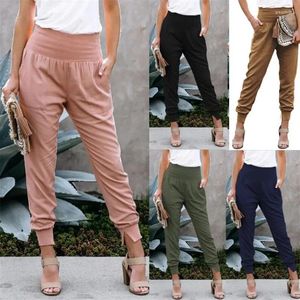 Pantaloni da donna Outlet di fabbrica Moda donna Elastico in vita Pantaloni a matita alta tinta unita alla caviglia Casual Hipster Streetwear