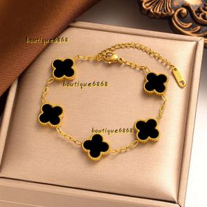 Bangle Bangle Fashion High Quality Luxury Classic Leaf Clover Bracelet Shell Mother Of Pearl Women And Girls Wedding Mother's Day Gift 20