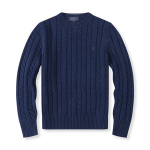 Мужской свитер премиум-класса с круглым вырезом, брендовый свитер поло с вышивкой, вязаный хлопковый толстый мягкий теплый белый спортивный свитер, пуловер