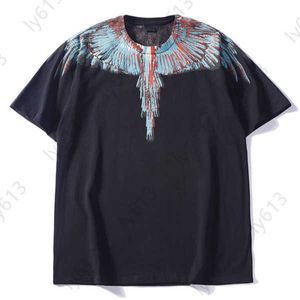 Grafiska tee -skjortor män sommardesigner t shirt klassisk tidvatten Phantom vingar med färgglad fjäder blixt blad halva ärm thirt