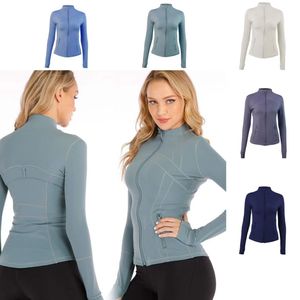 2024 Lululemen Giacca da yoga slim da donna Fitness Autunno Solido Cappotto da palestra traspirante