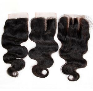 Brazilian Body Wave Virgin Human Hair Lace Closures Middle 3 Part Peruvian Malaysian Indian Cambodian Mongolian Hair Closure 2401574