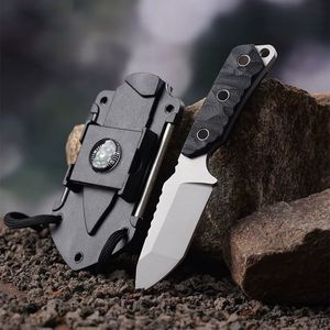 3 i 1 liten multifunktion överlevnad Rak kniv D2 Blad G10 Handle utomhus camping EDC Taktiska fasta bladknivar K Mantel