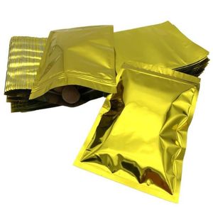 200pcs Zatrzymane złoto aluminiowe worki do pakowania Folia Zamki z opakowaniem zamka do suszonych orzechów z jedzeniem