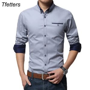 TFETTERS est Camisa de algodón para hombre Casual manga larga Color sólido ajuste Regular talla grande camisas para hombre 240105