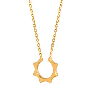Damen-Goldhalskette, Edelstahl vergoldet, 18 Karat Gold, niedliche und kleine Sonnen-Anhänger-Halskette, Schmuck, Geschenk
