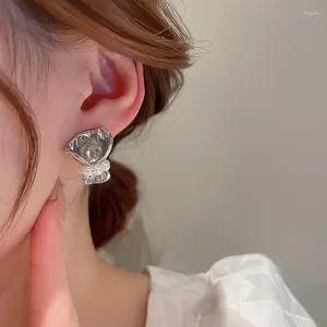 Stud Earrings Korean Pearl Zircon Bouquet Fashion Creativity Style Women's Fresh Romantic Temperament