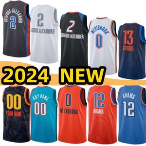 Homens SGA Shai Gilgeous Alexande Camisas de Basquete OKC City Jersey Azul Branco Colete Personalizado