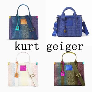 Kurt Geiger Bolsa Mulher Canvas Rainbow Bag Londres Mens Designer Tote Bag Luxurys Crossbody Bagagem Loja Sacos de Ombro Lady Fashion Clutch Travel Duffle Bag