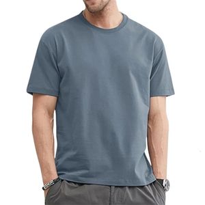 Camiseta masculina de algodão de verão, cor sólida, gola redonda, roupas masculinas plus size m a 5xl 240105