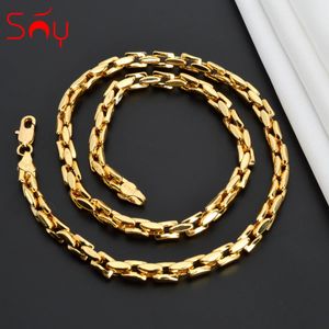 Soliga smycken Hiphop Link Chain Necklace for Women Man Statement Gold Color Choker Classic Trendy Daily Wear Wedding Party Gift 240104