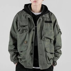Men's Jackets Spring Autumn For Women Army Green Tooling Brand Multi-Pockets Loose Korean Style Men
