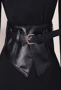 Fashion Women Peplum Wide PU Elastic Belts Slim Corset Black Faux Leather Dress Waist Belt Cummerbund Girdle Pin Buckle Belts2543827