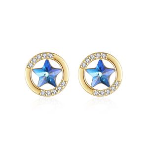 New Trendy Earrings S925 Silver Micro Set Zircon Blue Star Stud Earrings Korean Women Fashion Earrings Wedding Party Casual Versatile Jewelry Gifts SPC