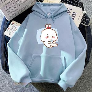 Hoodies femininos bonito impressão gráfica inverno manga longa moletom com capuz kawaii desenhos animados meninas pullovers macios com topos