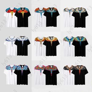 24SS Designer T Shirts For Men Summer Luxury T Shirt Fashion Tide Gradient Colorful Wings Short Sleeve Tshirt Couple Black White Feather Half Sleeve MB Mens T Shirt