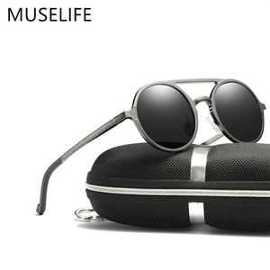 Muselife Marka Alüminyum Magnezyum Polarize Güneş Gözlüğü Güneş Gözlüğü Erkek Yuvarlak Sürüş Punk Gözlükleri Gölge Oculus Maskulino Y2224y