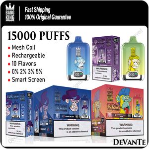 Bang King Digital 15000 Puffs Smart Screen Disposable Vape Pen Mesh Coil Rechargeable Electronic Cigarettes 10 Colors Puff 15K Vapers vs Fumot Digital Box 12000 12k