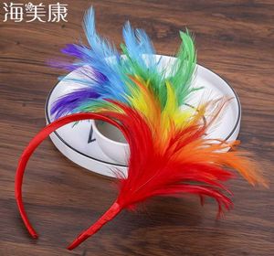 Haimeikang Feather Hairband Fascinator Flapper Fascia Mardi Gras Party Head Decor Accessori Festival di Halloween8481098