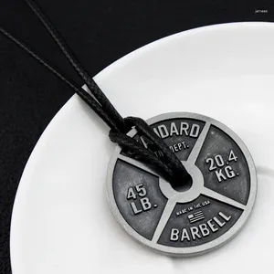 Pendant Necklaces Vintage Punk Fitness Gym Necklace Weight Plate Barbell Weightlifting Bodybuilding Exercise Jewelry Stainless Steel Gift