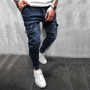 primavera estate 2023 jeans skinny uomo pantaloni sportivi hip hop cargo high street pantaloni lunghi denim slim da uomo 240104