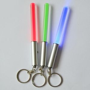 Durable Keychain Glow Pen Flash Torch Magic Wand Stick Lightsaber LED Light Keychain Glowing Cheering Sticks