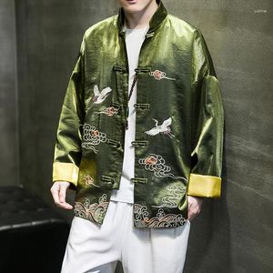 Ethnische Kleidung Sinicism Herren Frühling Herbst Icesilk Helles Gesicht Tang-Anzug Mantel Chinesische Retro Hanfu Hochzeitskleid Jacke Gestickte Oberteile