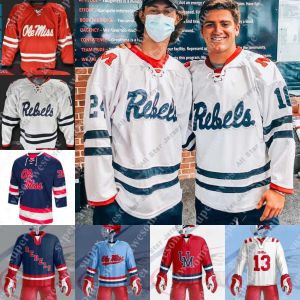 Hockey-Trikots Hockey-Trikots Ole Miss Hockey-Trikot Eli Manning Antony Patrinos Cameron Parent Conor Huie Bryce Campo Aiden MacLean Marcus