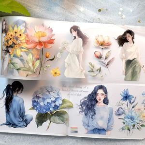 Hediye sargısı 2m Washi Pet Bant Vintage Çiçek Kızlar Scrapbooking Çıkartmalar Kırtasiyesi Estetik DIY Gazetecilik Kolaj Malzemesi