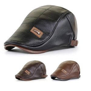 Caps Leather Newsboy Cap maschi Beretti Duckbill visone cappello inverno autunno tappi piatti retrò di cappello inghilter