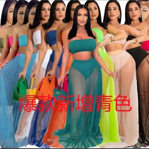 Women's Swimwear Beach Dress Over Bikini Swimsuit Cover Up Women 2024 Pleated Mesh Sexy Wrapping Set Solid Acetate For Crochet Swim Suit