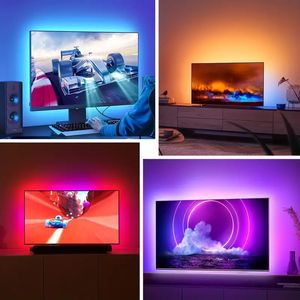 Светодиодные ленты длиной 3,28–98,4 футов, лента USB RGB 5050, светящиеся светодиодные фонари с синхронизацией цвета, 44 клавиши (управление через приложение без пульта дистанционного управления), декоративный ночник, для дома, спальни, вечеринки