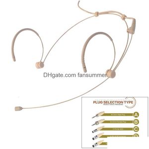 Microfones Bege Duplo Earhook Headset Mic 35mm 3 Pin 4 XLR Plug Headworn Microfone Portátil O Vídeo 221115 Drop Delivery Dhayp