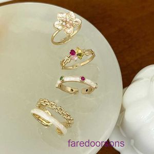 Tifannissm Anello cuore Anelli pendenti gioielli Ragazze Cuore Colorato Zircone Diamante Catena a doppio strato Aperto Instagram Donna Design avanzato V Avere scatola originale