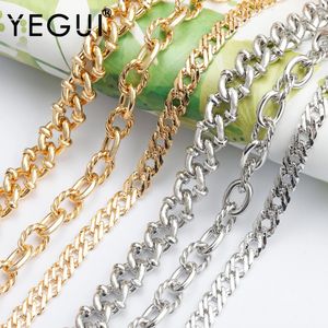 Pulseiras Yegui C150, corrente diy, banhado a ródio, banhado a ouro, 0,3 mícrons, metal de cobre, amuletos, colar de pulseira diy, fabricação de joias, 1 m/lote