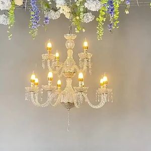 Hotel lâmpadas de casamento lustre barato novo casamento cristal ouro lustre decoração adereços decoração teto forjado 225