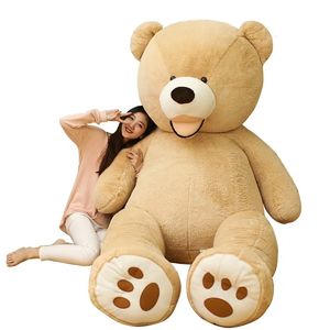 100260CM America Giant Teddy Bear Plush Toys Soft Teddy Bear Outer Skin Coat Födelsedag Valentines Gift Girls Kids Toy 240105