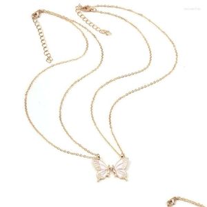 Pendant Necklaces Pendant Necklaces 2pcs Friend Sisters Suitable for 2 Girls Matching Butterfly Pendants Long Distance Friendship Jewelry T8de Drop Dhpco