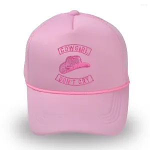 Top kapaklar pembe cowgirl Don t Cry Trucker şapka yaz işlemeli beyzbol şapkası anne şapkalar nefes alabilen kadınlar ağ