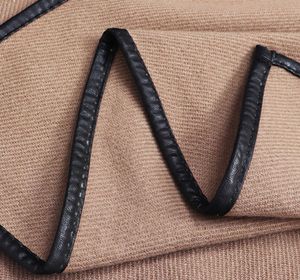 2018 New Design Waistban Dess Winter Poncho for Ladies Cashmere Wool Ponchos Leather Hem Shawl Knitte Women Poncho Scarf S12621155