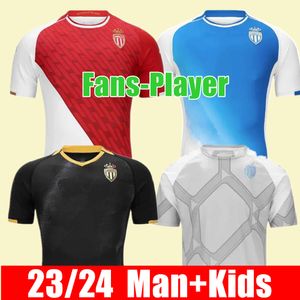 2023 2024 Hemma bort som Monaco Soccer Jerseys Black Away Ben Yedder Minamino Boadu Golovin Maillot de Foot Balogun Embolo Flocage Men Kids Fofana Football Shirt