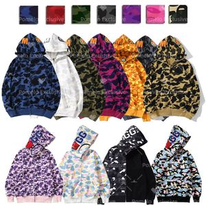 Homens Hoodie Designer Zip Up Jaquetas de Tubarão Mulheres Mangas Compridas Com Capuz Casual Com Capuz Solto Camuflagem Moletons High Street Streetwear Casacos Tech Fleece Cardigan Tops