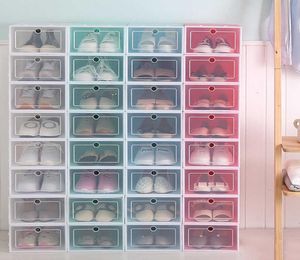 Caixa de sapato transparente espessada, artefato de armazenamento de plástico doméstico, simples, multicamadas, conjunto de rack de gabinete, estilo japonês, dustproo2557996